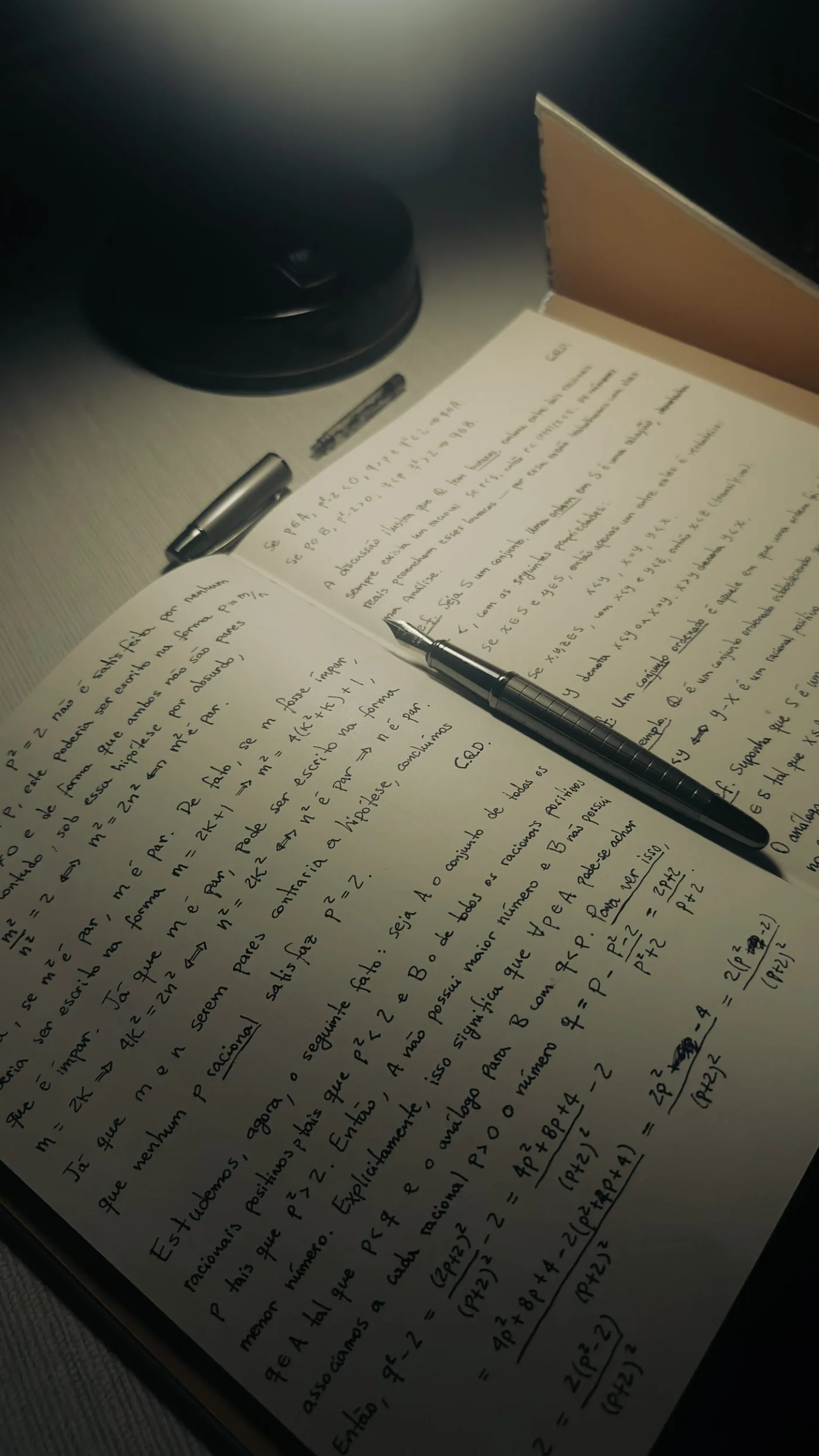 Mais notas manuscritas de análise na reta.