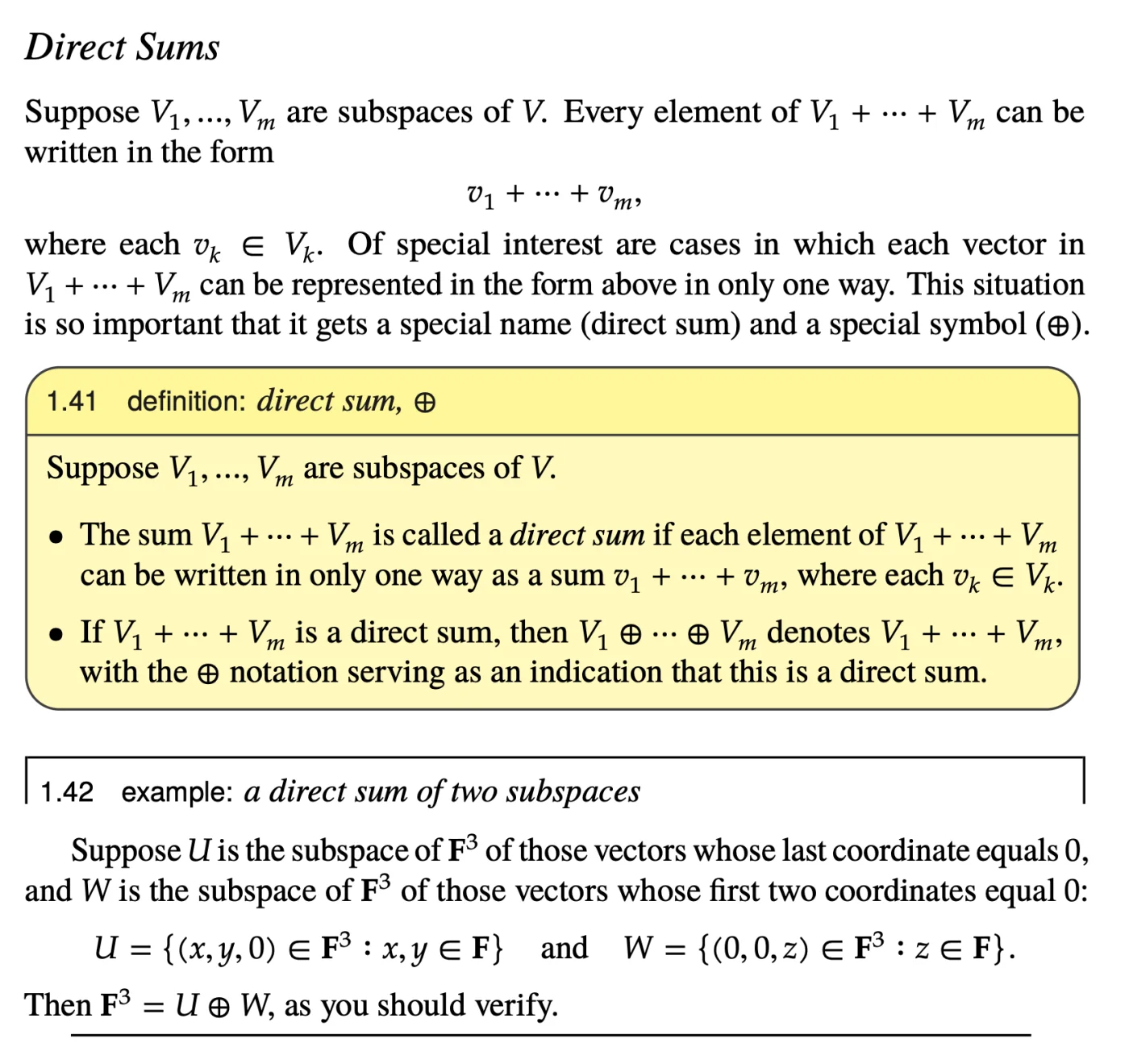 Trecho do livro Linear Algebra Done Right, de Sheldon Axler.